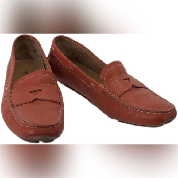 Prada Pebbled Leather Contrast Stitch Penny Loafers 40.5/7.5/8 - Picture 6 of 13